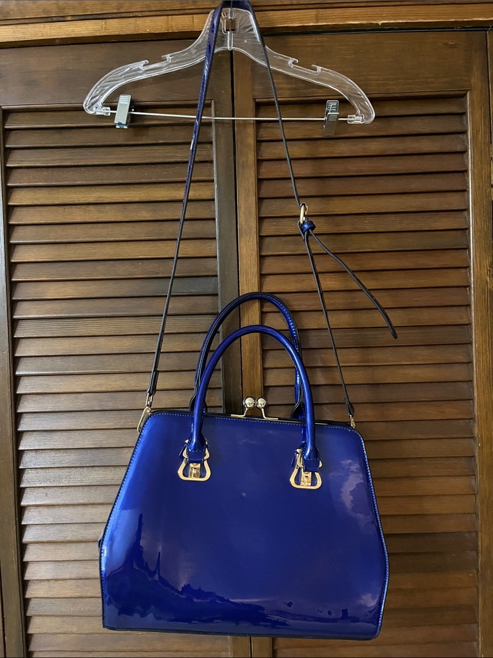 Blue Patent Leather Satchel Handbag Unbranded